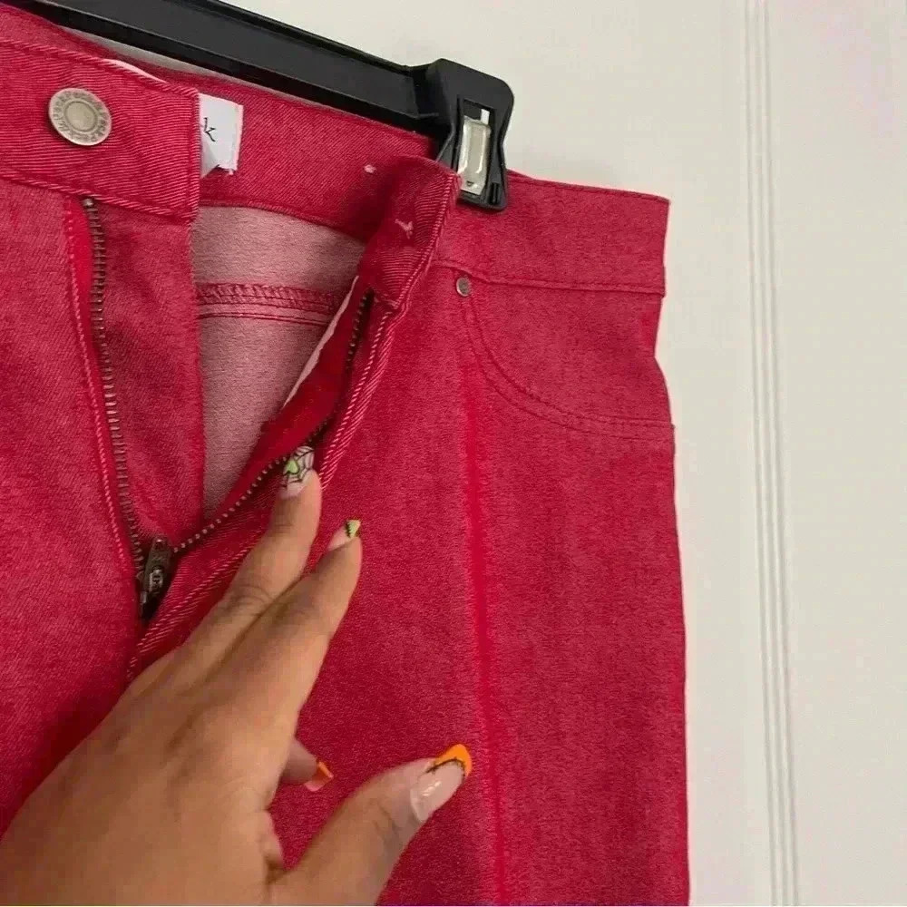Red Denim Straight Leg Jeans - Picture 7 of 9